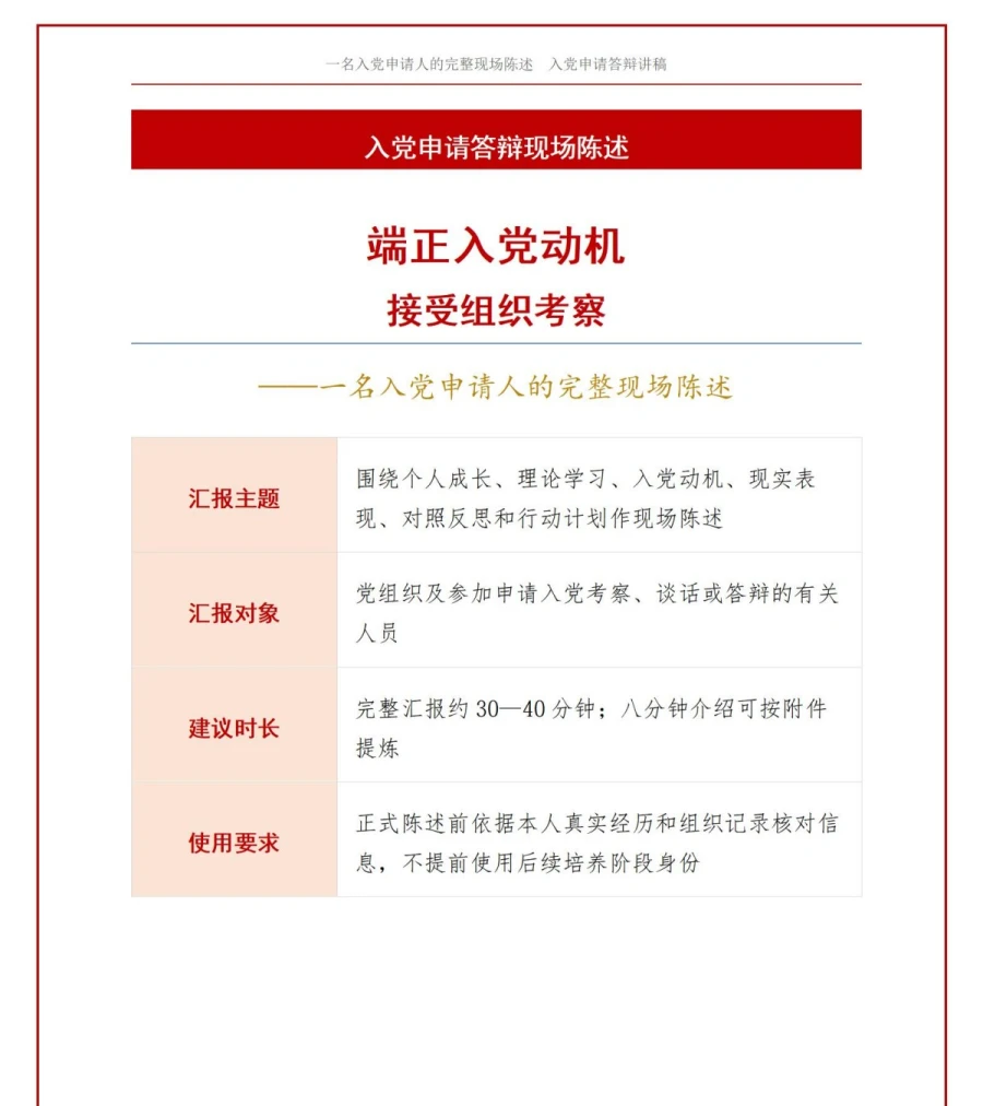 入党申请答辩范文PPT：一名申请人的完整现场陈述｜课件+讲稿讲稿预览1