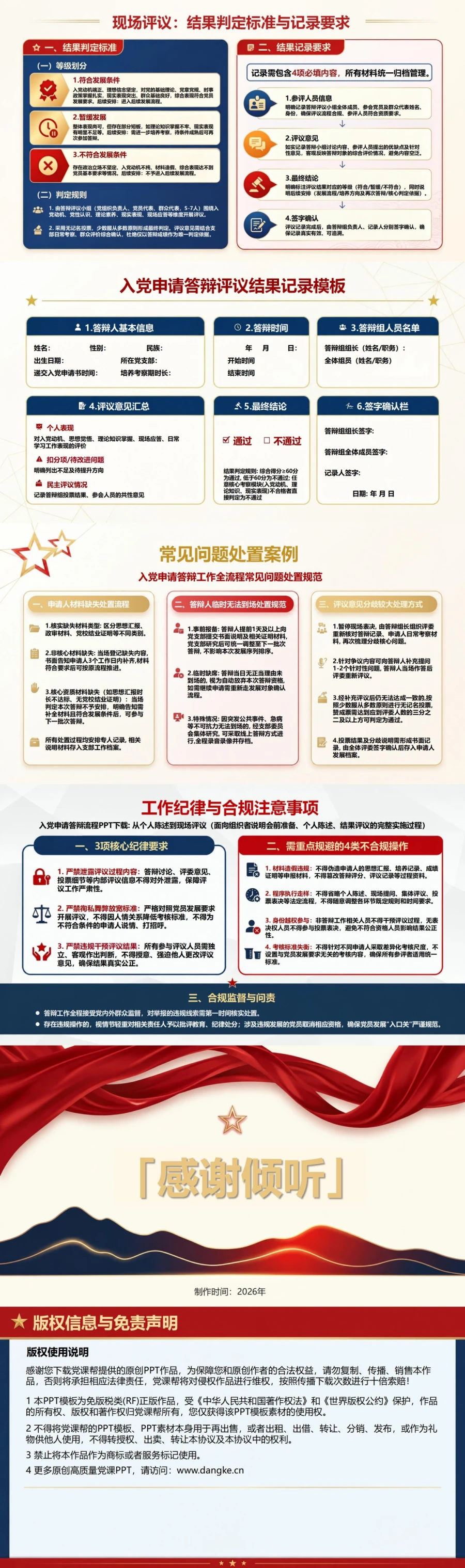 入党申请答辩流程PPT：从个人陈述到现场评议｜课件+讲稿内容预览2