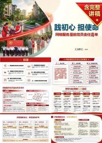 社区入党宣誓仪式PPT:网格服务中的党员责任清单|课件+讲稿