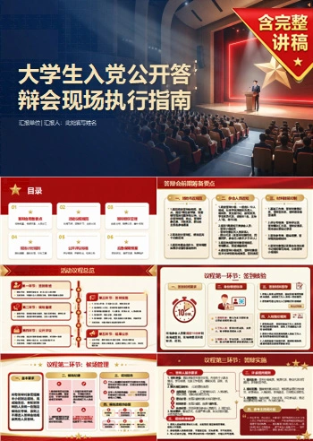 大学生入党公开答辩PPT:公开答辩会现场执行|课件+讲稿
