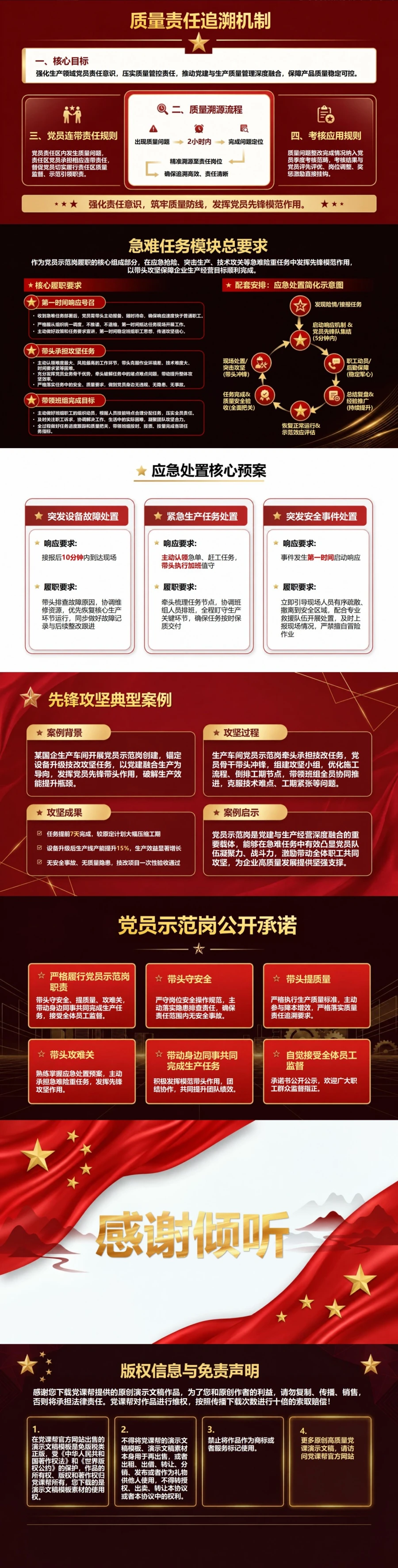 国企入党宣誓仪式PPT：生产一线党员示范岗承诺｜课件+讲稿内容预览2