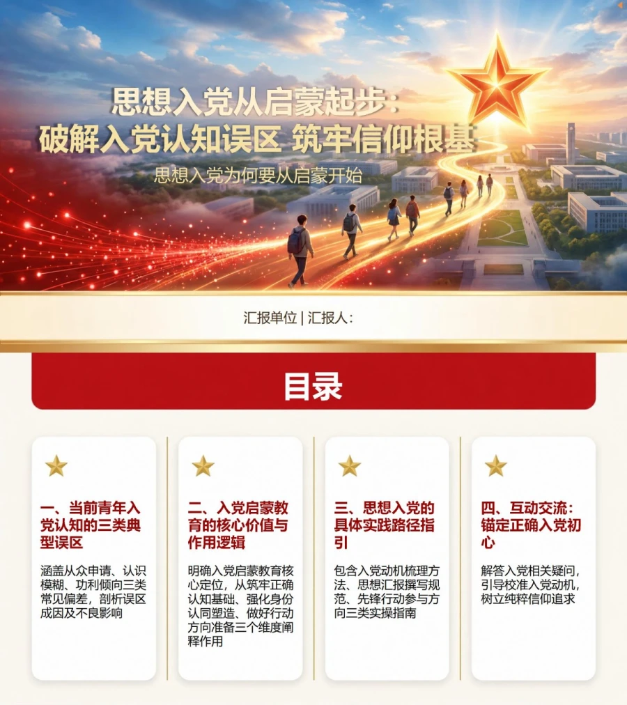 为什么要入党启蒙教育PPT：思想入党为何要从启蒙开始｜课件+讲稿封面图1