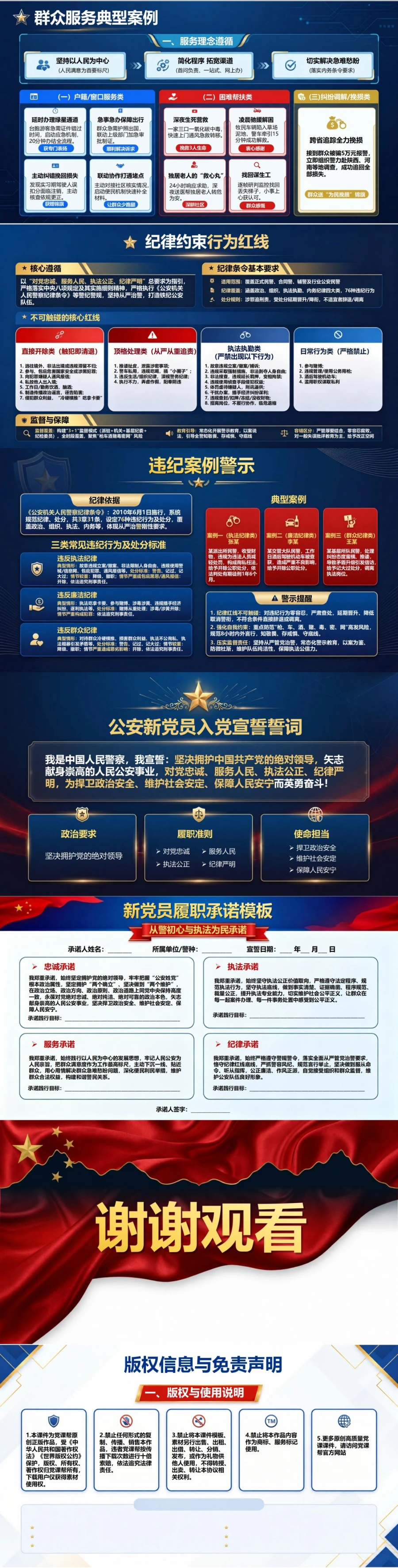 公安入党宣誓仪式PPT：从警初心与执法为民承诺｜课件+讲稿内容预览2