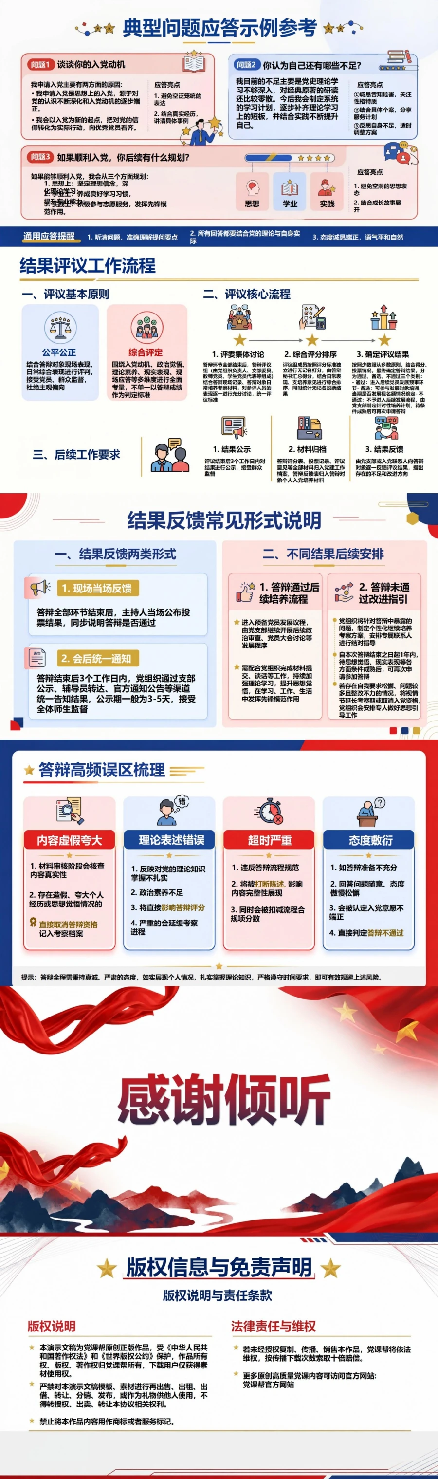 大学生入党答辩流程PPT：从个人陈述进入结果评议｜课件+讲稿内容预览2