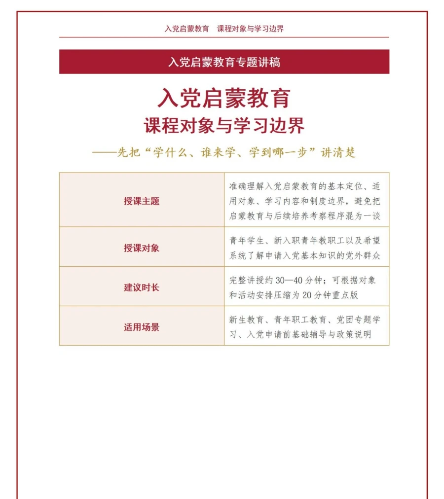 入党启蒙教育是什么PPT：课程对象与学习边界｜课件+讲稿讲稿预览1
