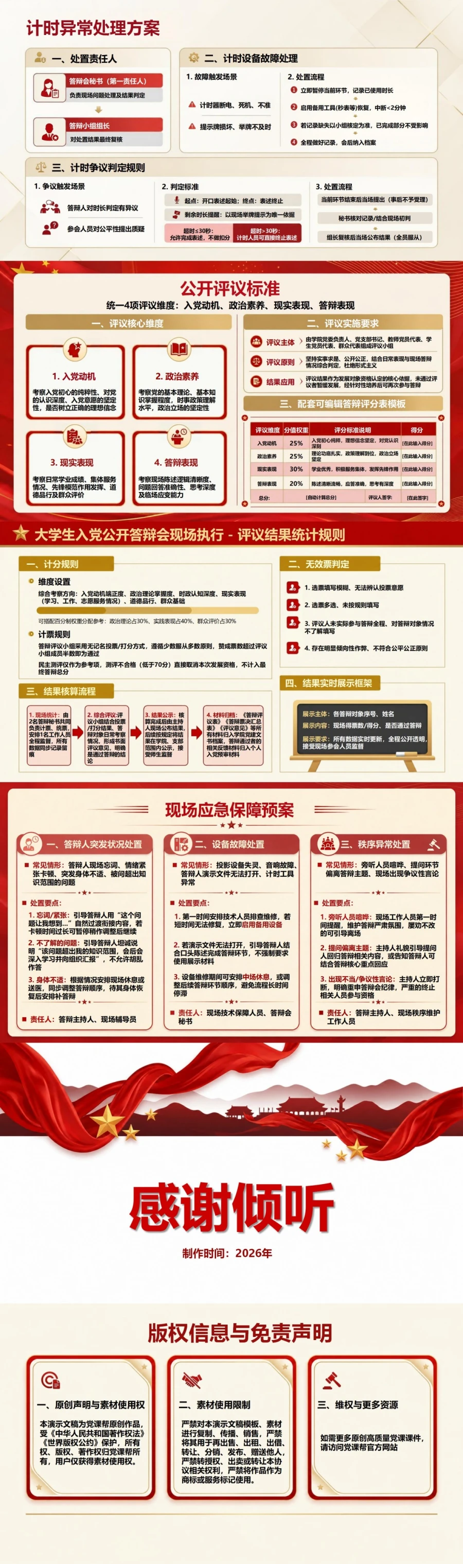 大学生入党公开答辩PPT：公开答辩会现场执行｜课件+讲稿内容预览2