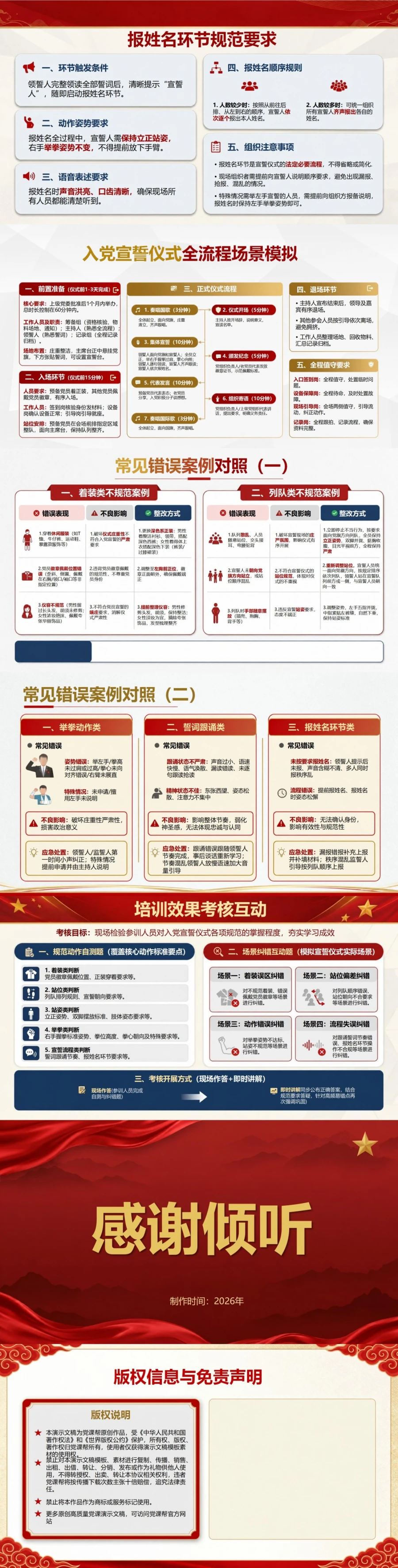 入党宣誓仪式规范PPT：着装列队与举拳宣誓标准｜课件+讲稿内容预览2