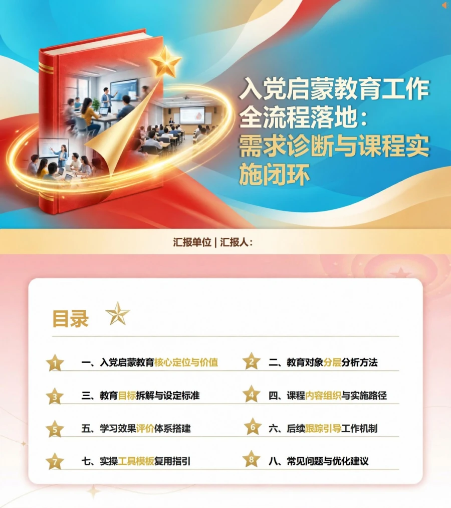 如何开展入党启蒙教育PPT：需求诊断与课程实施闭环｜课件+讲稿封面图1