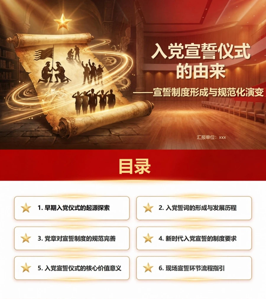 入党宣誓仪式的由来PPT：宣誓制度形成与规范化演变｜课件+讲稿封面图1