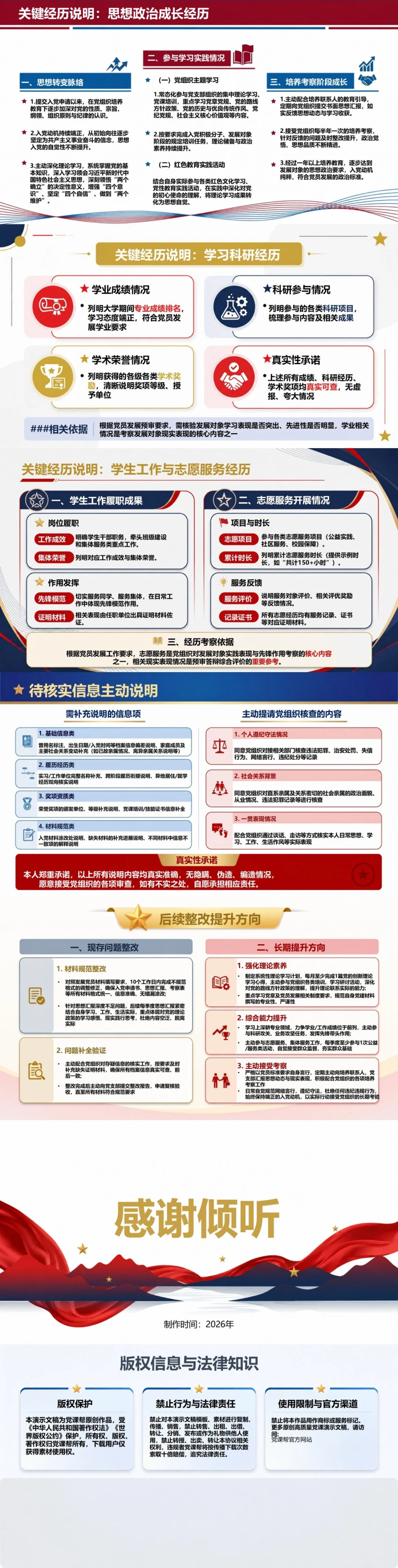 大学生入党预审答辩PPT：预审阶段的申请材料核验｜课件+讲稿内容预览2