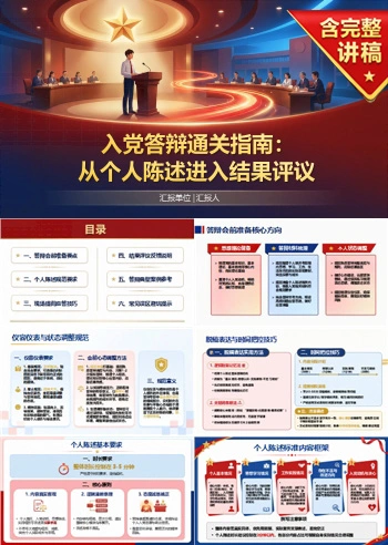 大学生入党答辩流程PPT：从个人陈述进入结果评议｜课件+讲稿