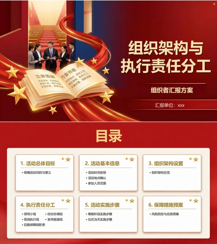 入党宣誓仪式活动方案PPT：组织架构与执行责任分工｜课件+讲稿封面图1
