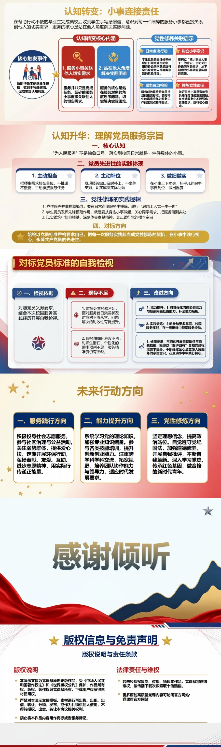 大学生入党答辩演讲PPT：用校园服务故事完成主题演讲｜课件+讲稿内容预览2