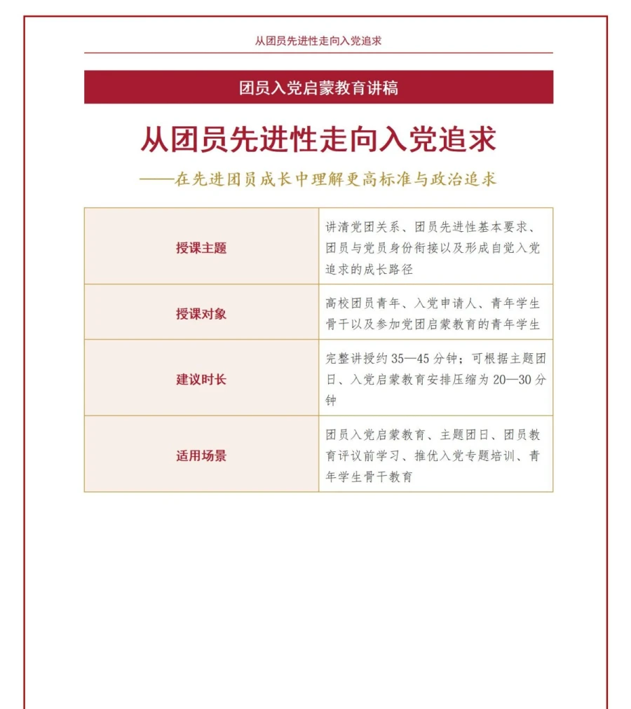 团员入党启蒙教育PPT：从团员先进性走向入党追求｜课件+讲稿讲稿预览1