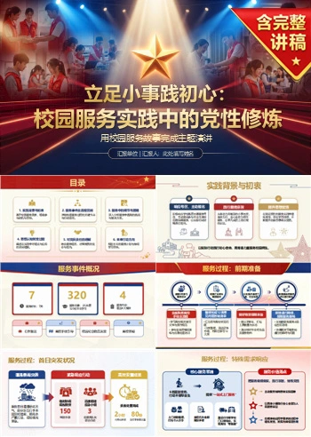大学生入党答辩演讲PPT：用校园服务故事完成主题演讲｜课件+讲稿