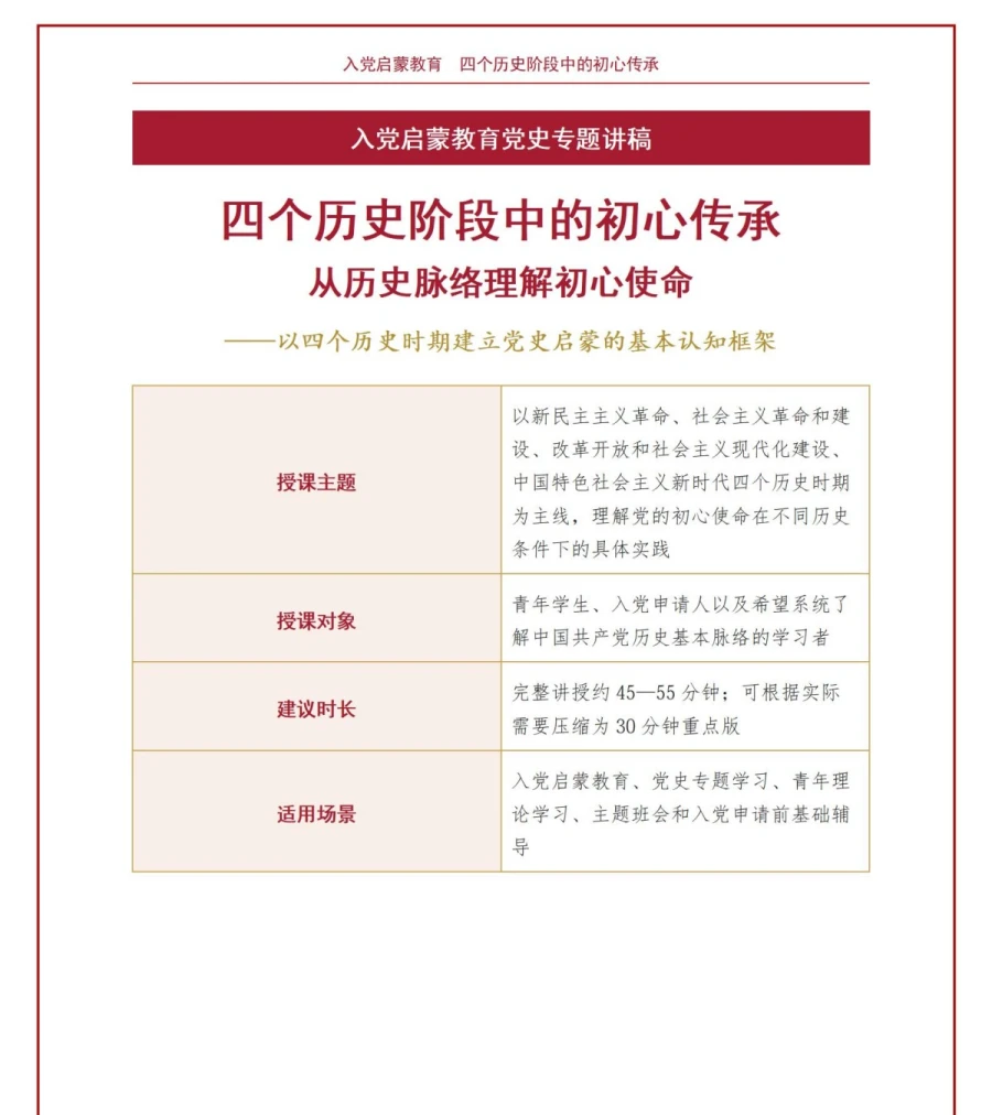 入党启蒙教育党史PPT：四个历史阶段中的初心传承｜课件+讲稿讲稿预览1