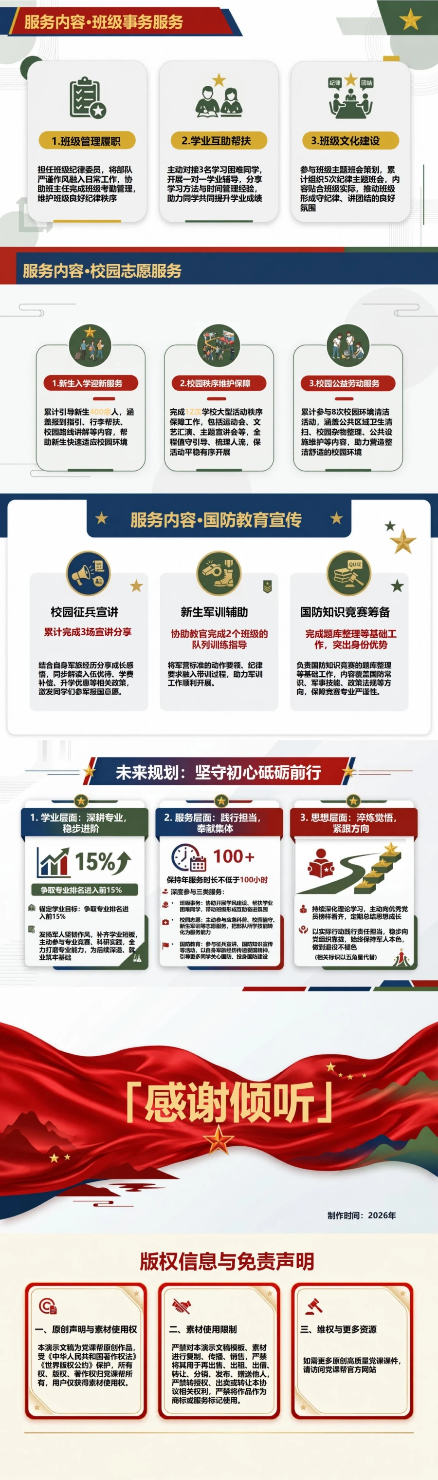 退役大学生入党答辩PPT：退役复学后的校园成长陈述｜课件+讲稿内容预览2