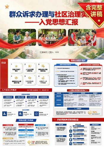 社区工作者入党思想汇报PPT：群众诉求办理与社区治理实践｜课件+讲稿