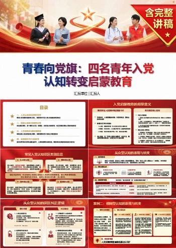 入党启蒙教育案例PPT：四名青年的入党认识转变｜课件+讲稿