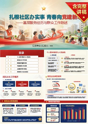 社区入党积极分子答辩PPT：基层服务经历与群众工作陈述｜课件+讲稿
