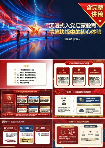 沉浸式入党启蒙教育PPT：情境抉择中的初心体验｜课件+讲稿