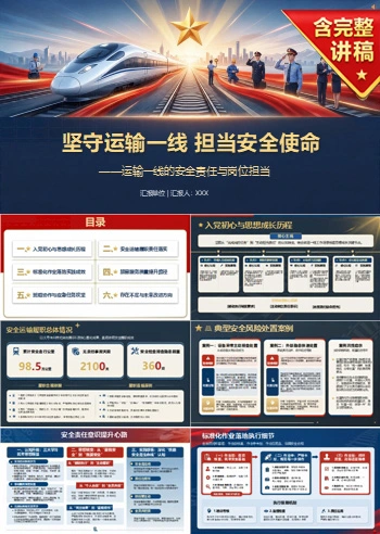 铁路职工入党思想汇报PPT：运输一线的安全责任与岗位担当｜课件+讲稿