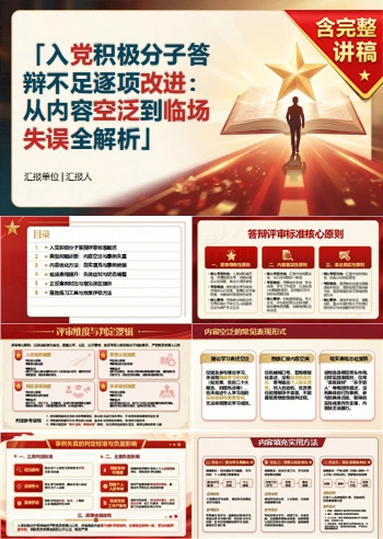 入党积极分子答辩不足PPT：从内容空泛到临场失误的逐项改进｜课件+讲稿