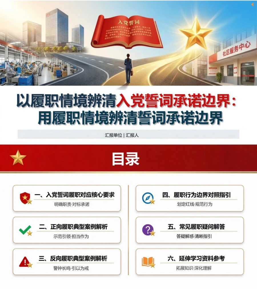 以案例解读入党誓词PPT：用履职情境辨清承诺边界｜课件+讲稿封面图1