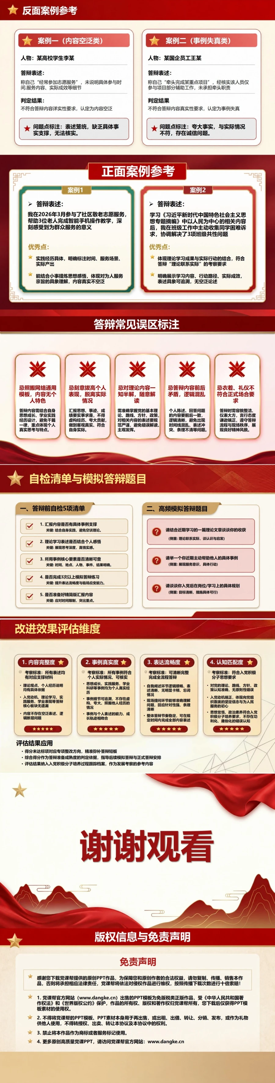 入党积极分子答辩不足PPT：从内容空泛到临场失误的逐项改进｜课件+讲稿内容预览2