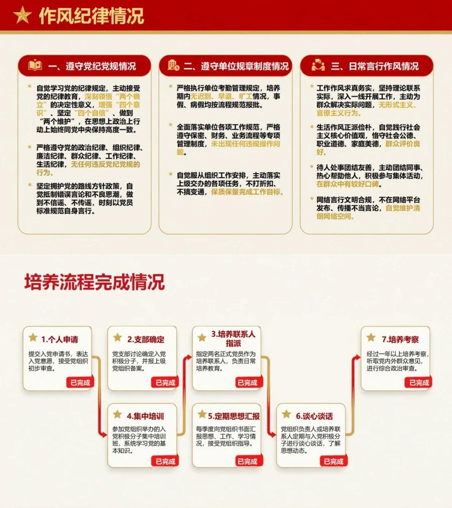入党积极分子答辩五分钟PPT：讲清培养表现与下一步计划｜课件+讲稿内容预览1