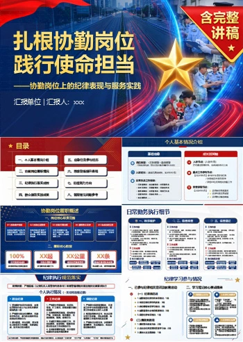 辅警入党积极分子答辩PPT：协勤岗位上的纪律表现与服务实践｜课件+讲稿