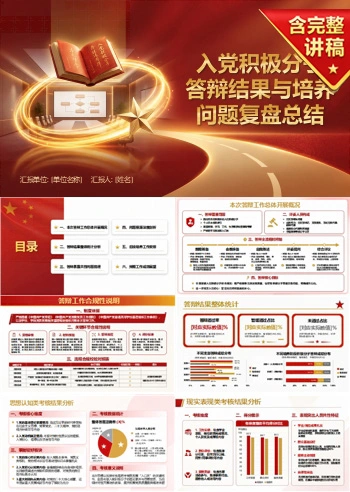 入党积极分子答辩总结PPT：答辩结果与培养问题复盘｜课件+讲稿