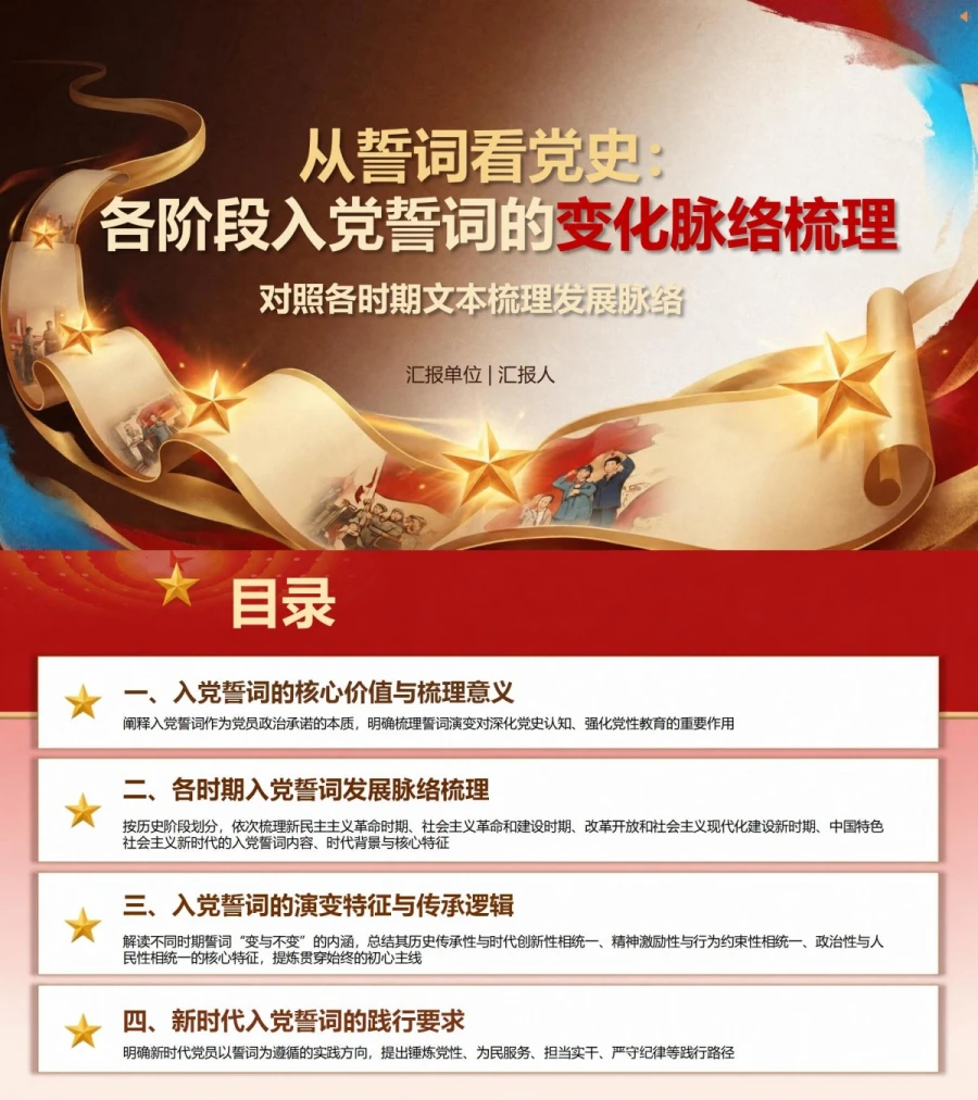 入党誓词的演变与解读PPT：对照各时期文本梳理发展脉络｜课件+讲稿封面图1