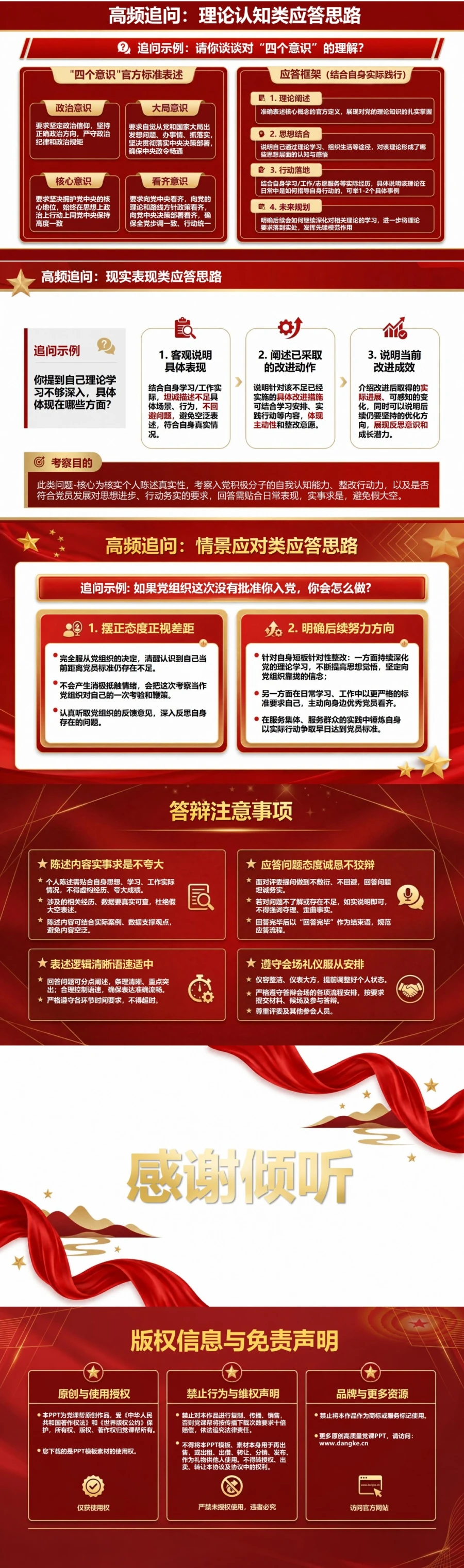 入党积极分子答辩案例PPT：从材料陈述到追问回应的完整案例｜课件+讲稿内容预览2
