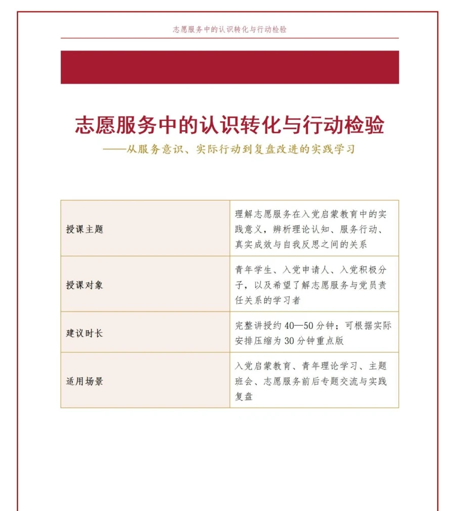 入党启蒙教育实践PPT：志愿服务中的认识转化与行动检验｜课件+讲稿讲稿预览1
