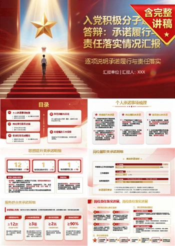 入党积极分子述责答辩PPT：逐项说明承诺履行与责任落实｜课件+讲稿