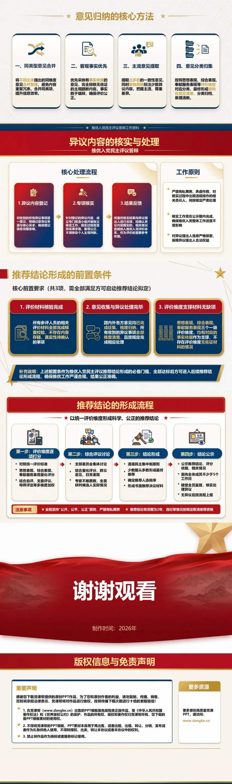推优入党民主评议答辩PPT：用统一评价维度形成推荐结论｜课件+讲稿内容预览2