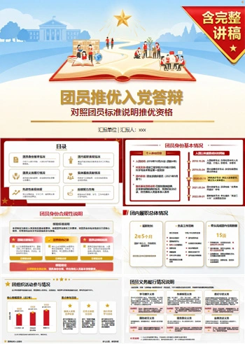 团员推优入党答辩PPT：对照团员标准说明推优资格｜课件+讲稿