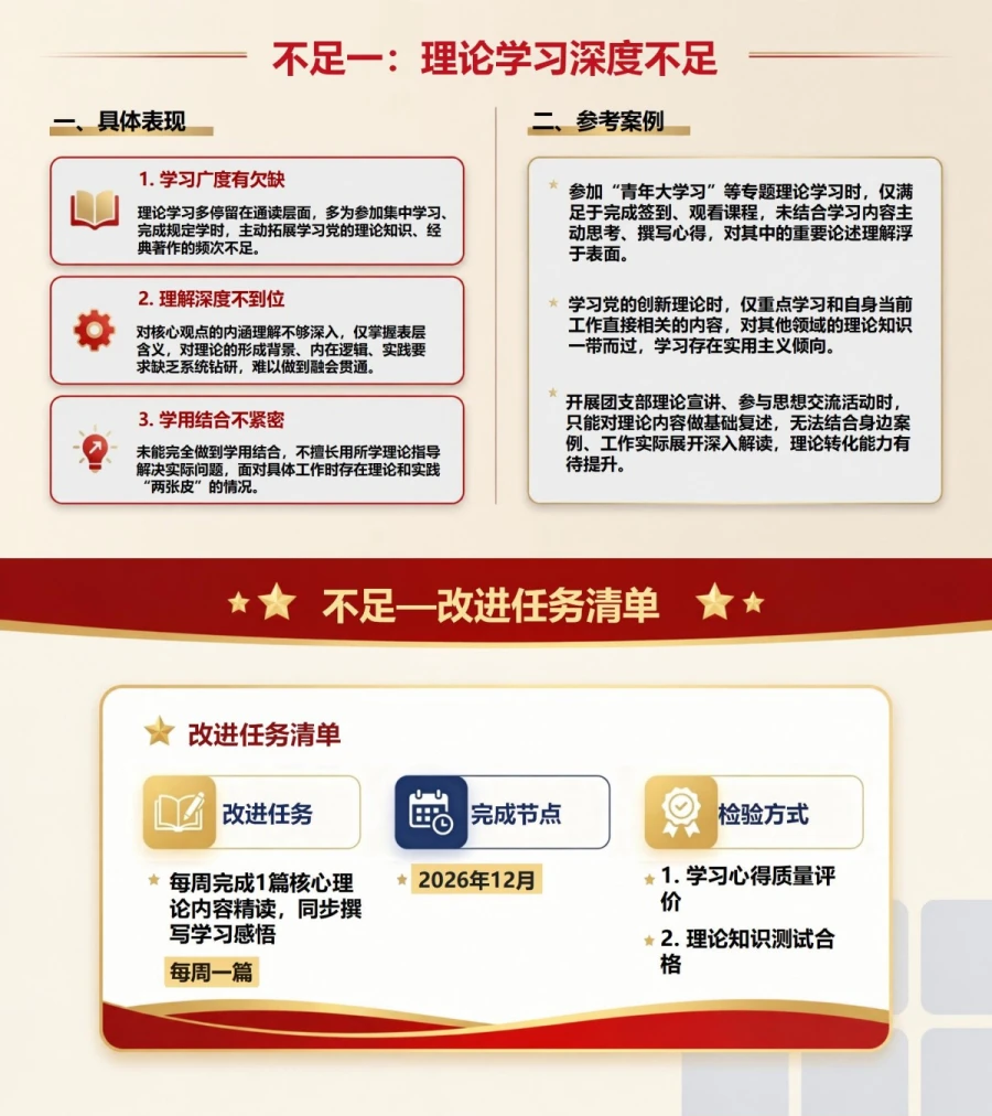 入党推优答辩优缺点PPT：以事实对照形成个人改进清单｜课件+讲稿内容预览1