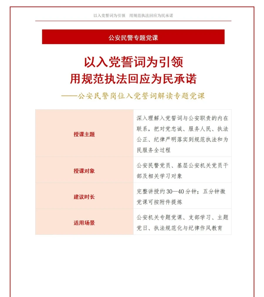 民警入党誓词的解读PPT：用规范执法回应为民承诺｜课件＋讲稿讲稿预览1