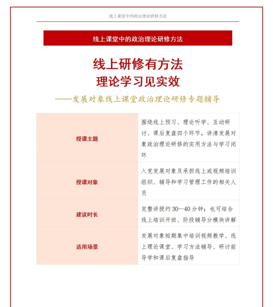 入党发展对象线上培训PPT：线上课堂中的政治理论研修方法｜课件＋讲稿讲稿预览1