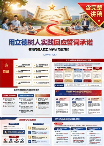 教师解读入党誓词党课PPT：用立德树人实践回应誓词承诺｜课件＋讲稿