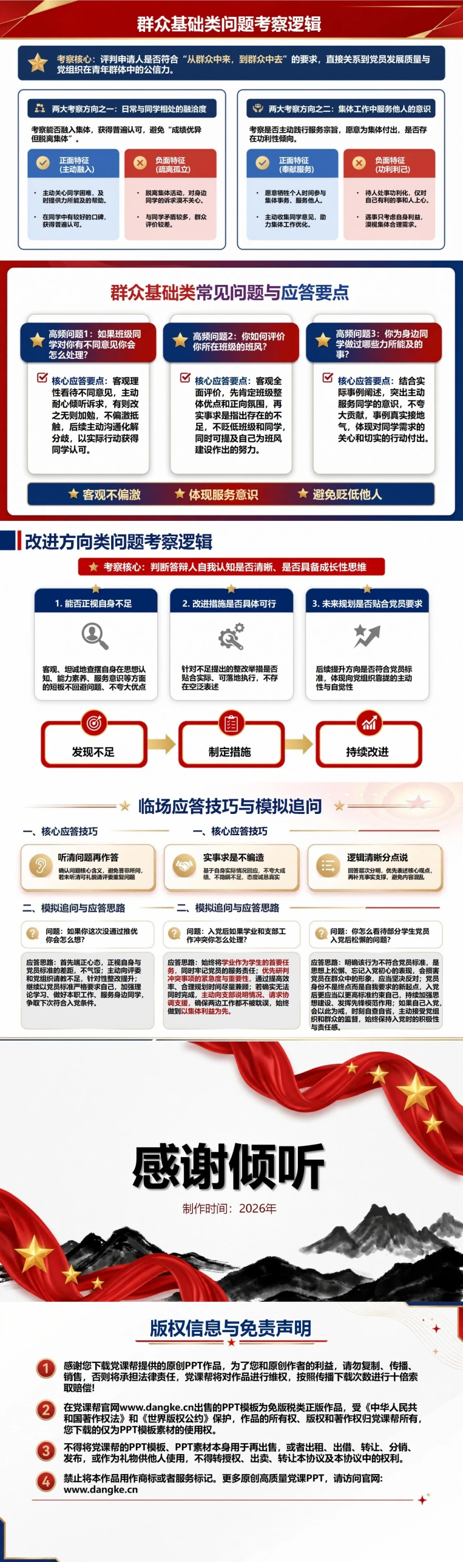 推优入党答辩常见问题PPT：梳理高频提问背后的考察重点｜课件+讲稿内容预览2