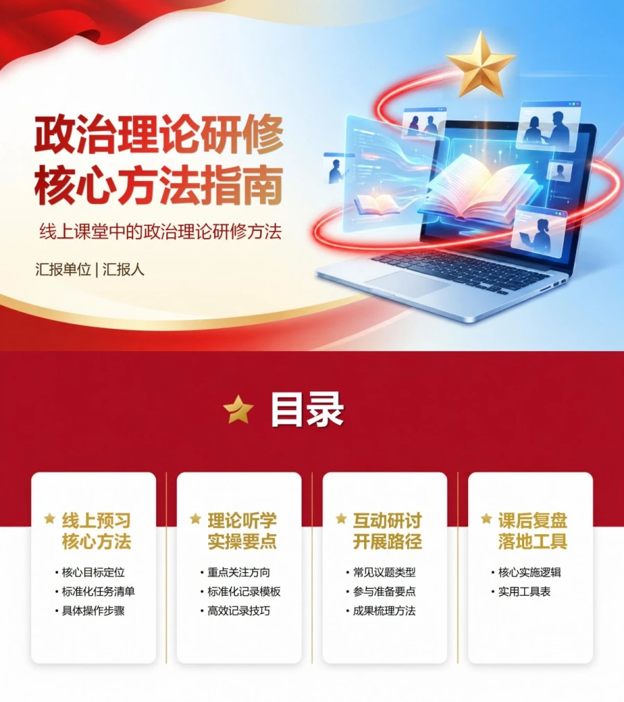 入党发展对象线上培训PPT：线上课堂中的政治理论研修方法｜课件＋讲稿封面图1