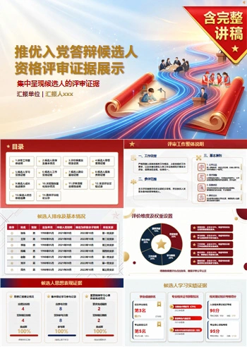 推优入党答辩会PPT：集中呈现候选人的评审证据｜课件+讲稿