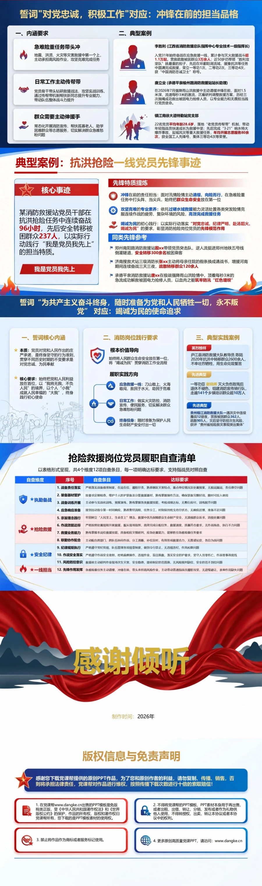 消防入党誓词全文解读PPT：以抢险救援岗位说明先锋作用｜课件＋讲稿内容预览2