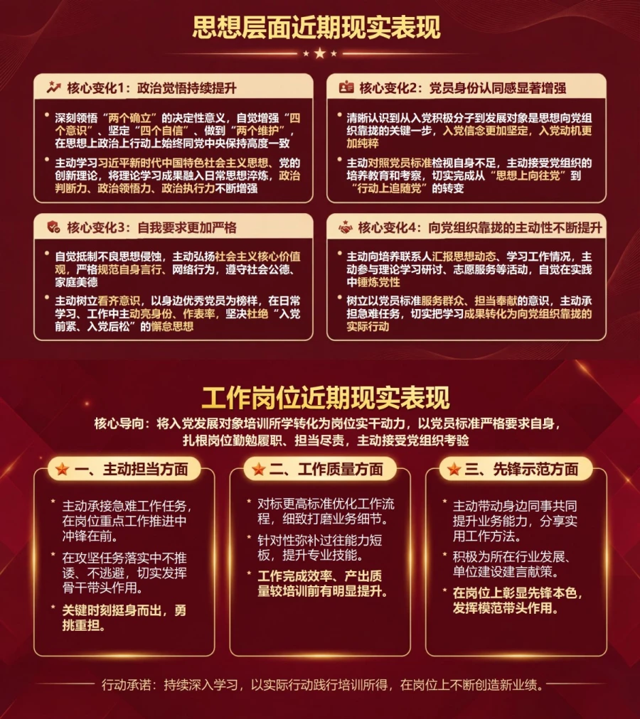 入党发展对象培训心得交流PPT：从理论收获到行动承诺的学习汇报｜课件＋讲稿内容预览1