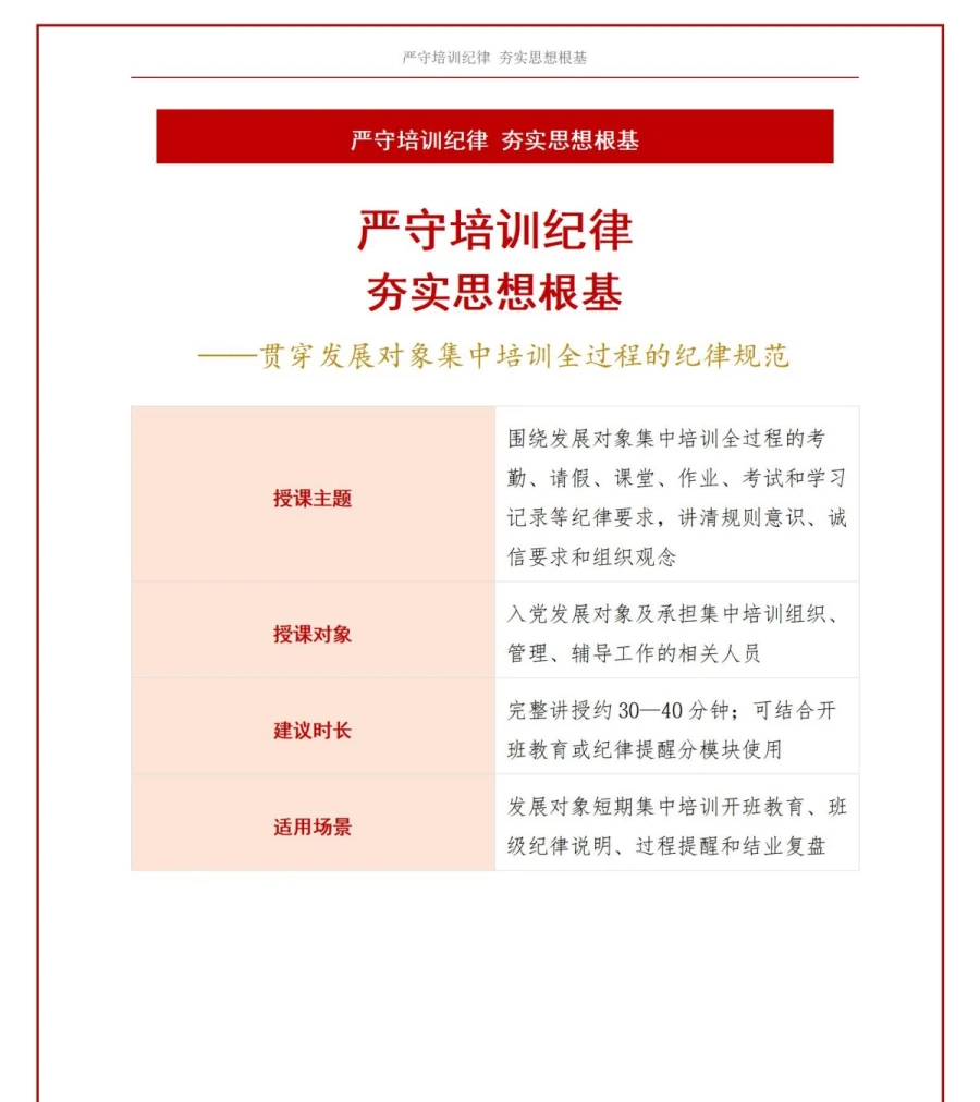 入党发展对象培训规定PPT：贯穿参训全过程的纪律规范｜课件＋讲稿讲稿预览1