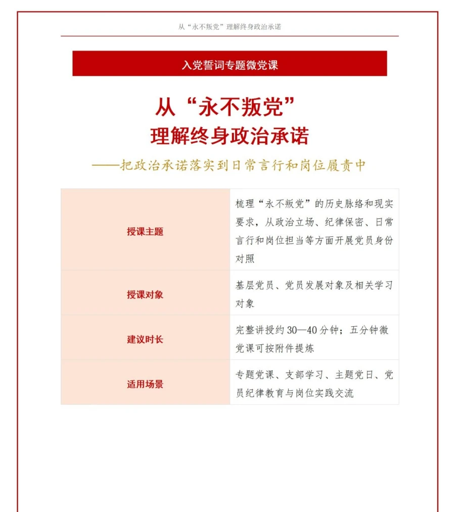 微党课解读入党誓词PPT：从永不叛党理解终身政治承诺｜课件＋讲稿讲稿预览1