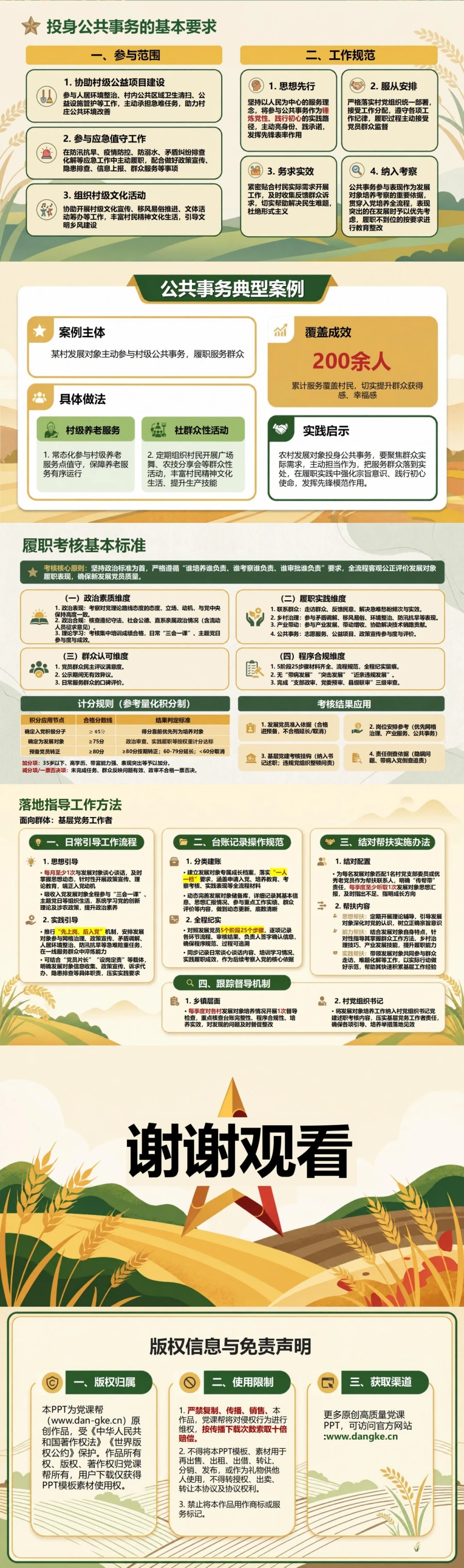 农村入党发展对象培训PPT：乡村治理场景中的先锋作用案例｜课件+讲稿内容预览2